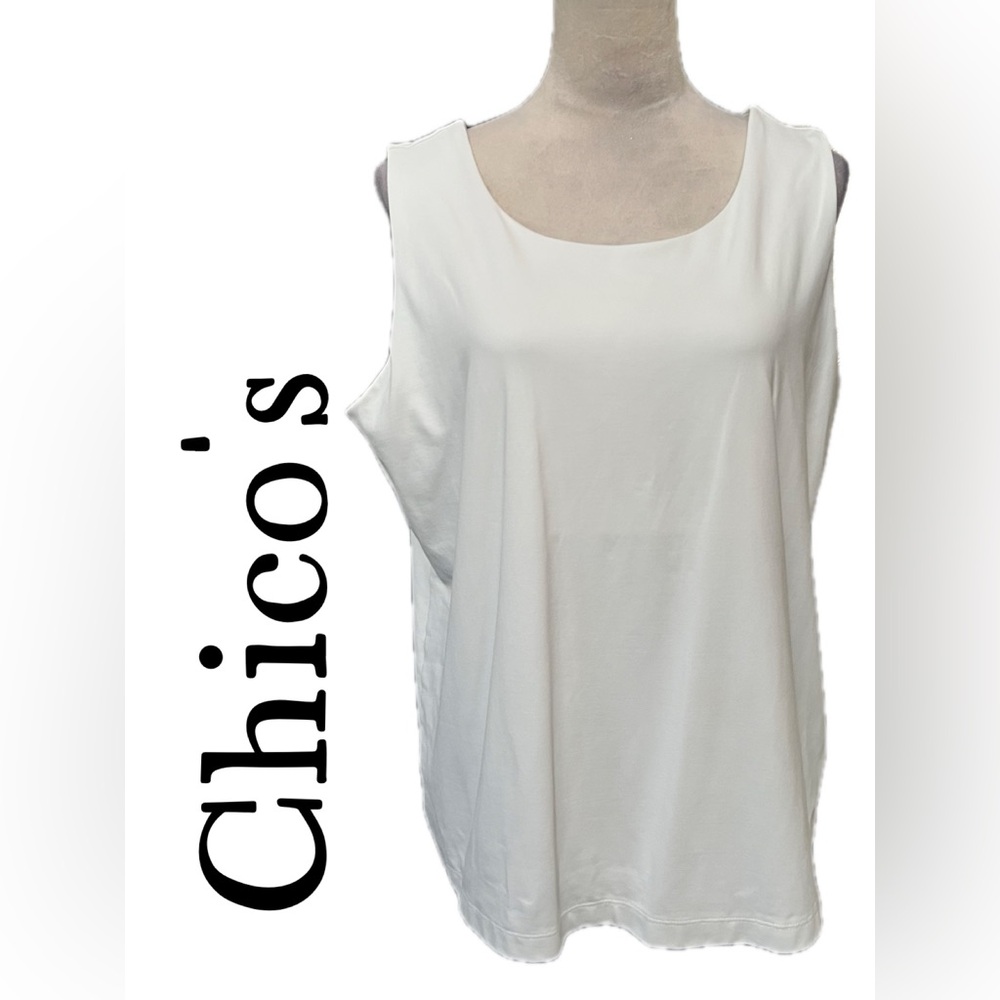 B11 Chico's Women’s White Sleeveless Top Size 3.
Bust 44” 
Length 24.5”